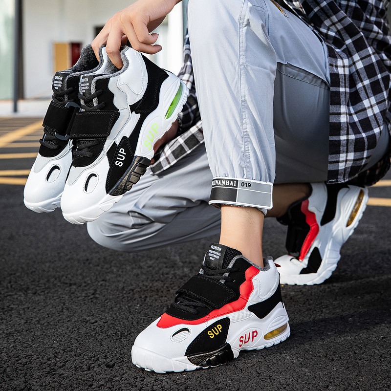 冬款加绒男鞋 篮球鞋男秋季男士跑步运动鞋气垫时尚潮流休闲鞋子|ru