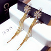 Fashionable silver needle, earrings with tassels, city style