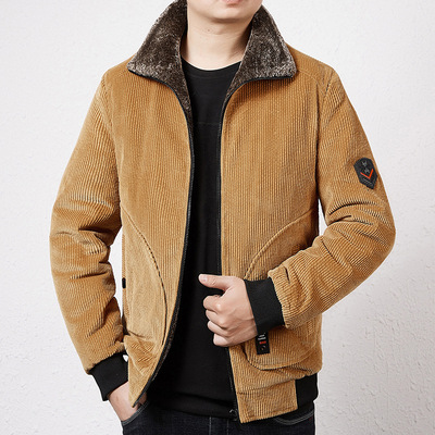 man winter coat corduroy Plush thickening cotton-padded clothes new pattern Youth leisure time fashion men's wear direct deal