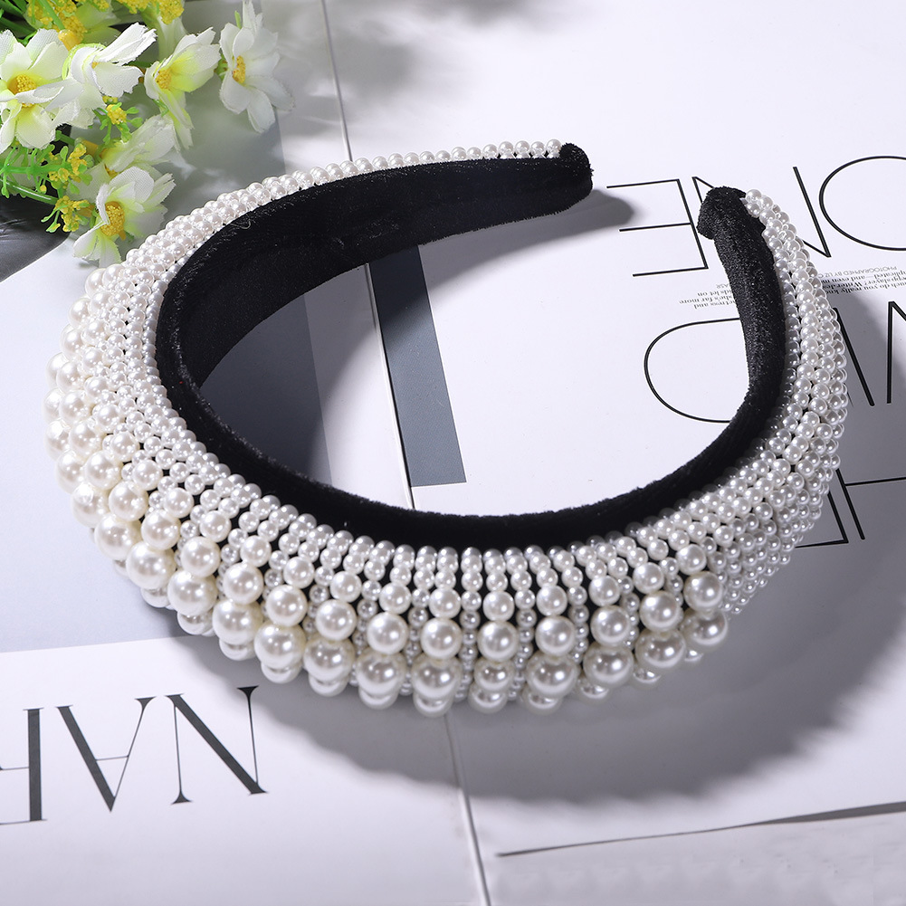 Pearl Sponge Hair Hoop Hair Accessories Bride Headband Simple Fashion Wild Jewelry display picture 4