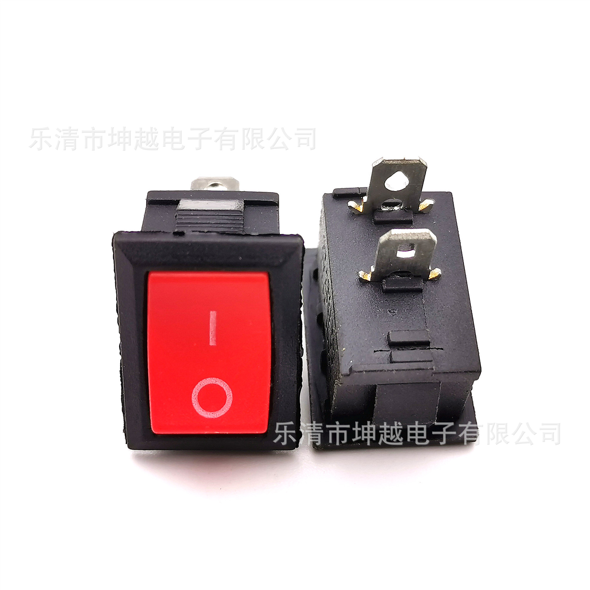 船型开关KCD1 15*21 2脚2挡黑体实心红斜面翘板开关