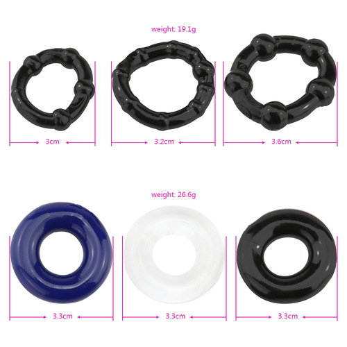 Men's semen locking ring, three-color penis ring, fun ring, smooth belt with beads, three optional adult sex products wholesale
