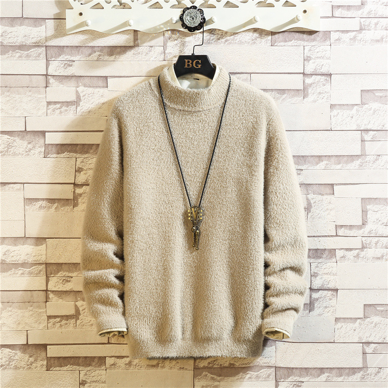 Sweater men 2019 Autumn and winter new pattern man Solid Plush Half a Self cultivation thickening keep warm Sweater