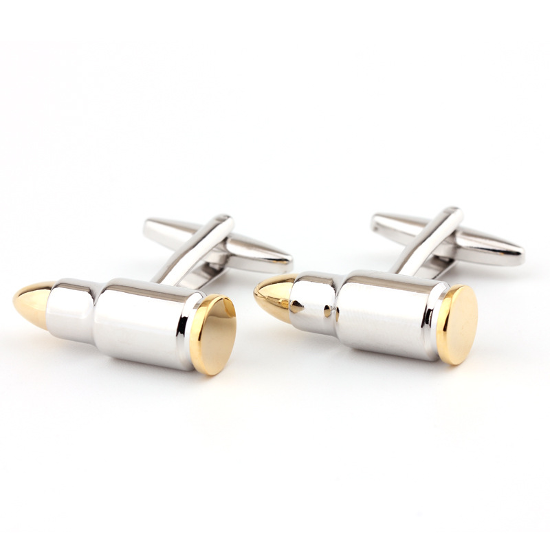 Two-tone bullet metal cufflinks French s...