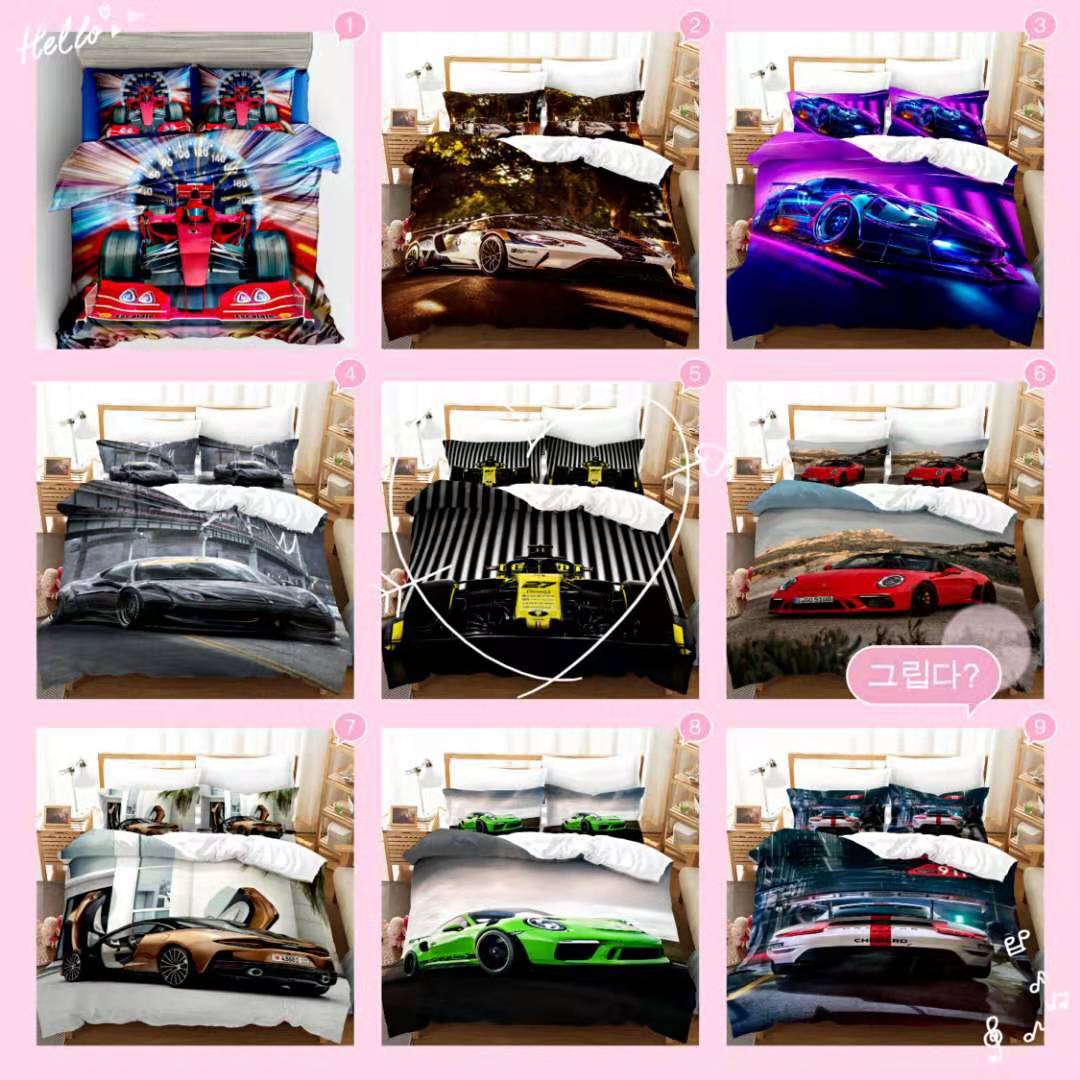 3D sports car cross border home textile Three Piece Bedding foreign