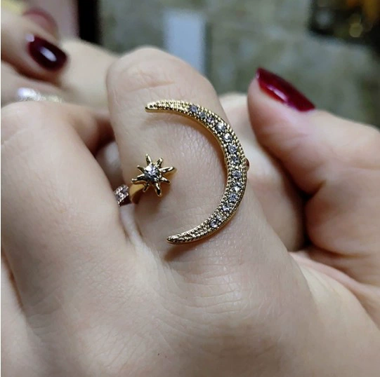 Лунная лампа в форме луны, креативное кольцо, европейский стиль, 18 карат