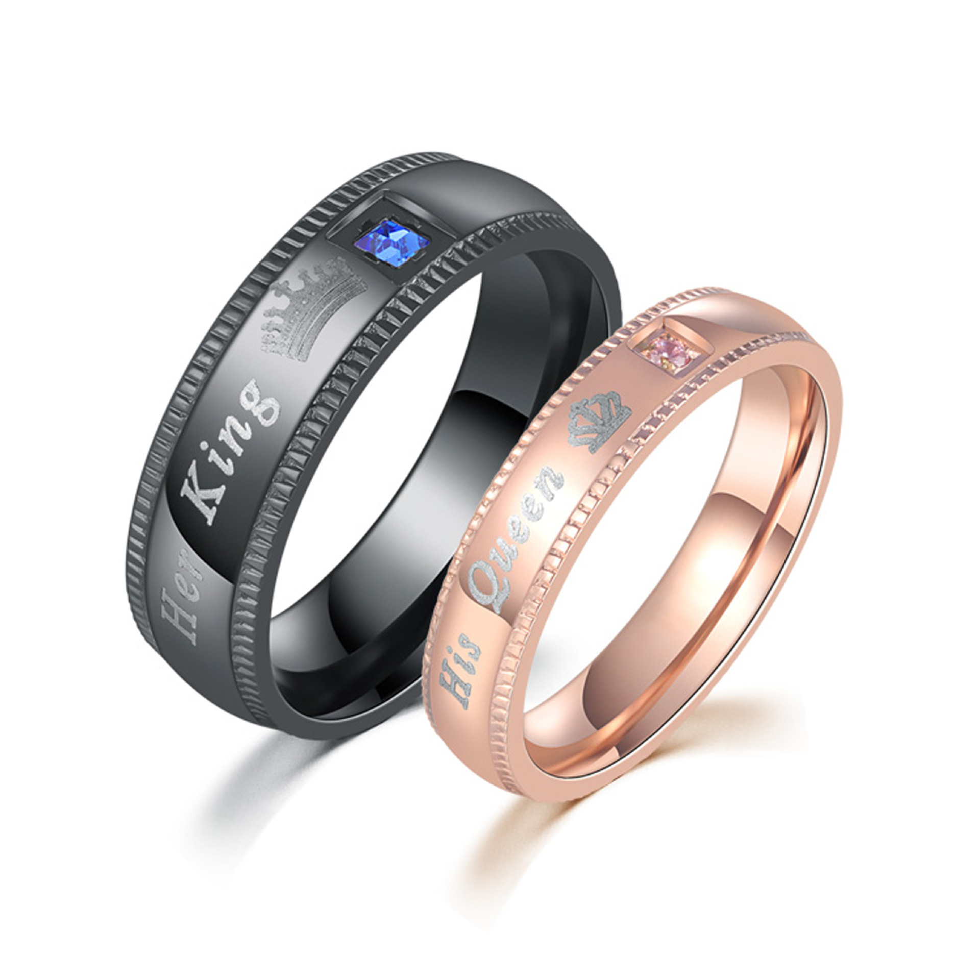 情侣皇冠对戒钛钢锆石指环礼物婚庆戒指道具韩版热销手饰厂家批发