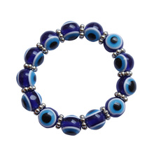 12mm土耳其樹脂珠子 13顆珠子組成的手鏈有彈力土耳其藍色眼睛