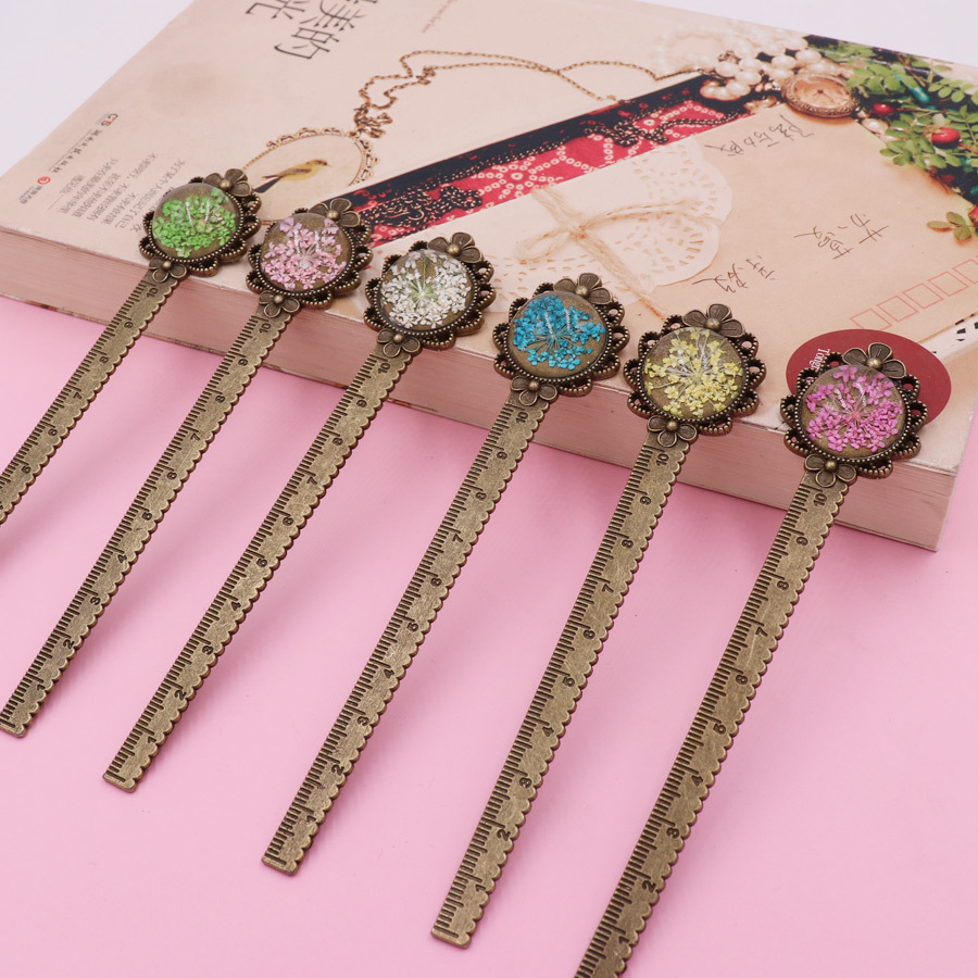 Retro bronce fresco flor eterna flor seca marcador estudiante pareja novias útiles escolares Time Gema marcador