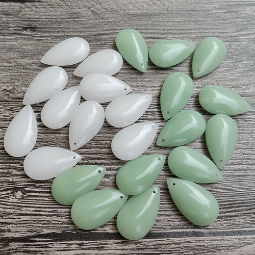 White Jade Green Jade Large Water Drop Crystal Engraving Material Imitation Jade Water Droplet Pendant Crystal Necklace Accessory