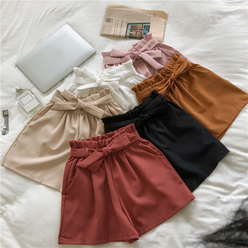 Women's Street Casual Solid Color Shorts Bowknot Wide Leg Pants display picture 1