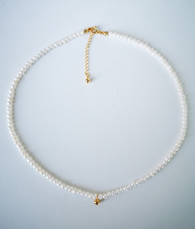 1 Stück Süss Runden Süßwasserperle Sterling Silber Perlen Überzug Halskette display picture 4