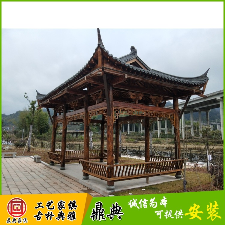 户外仿古古建六角凉亭重檐双层八角凉亭防腐木凉亭菠萝格树脂瓦-阿里巴巴