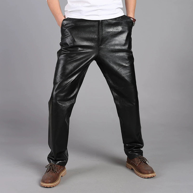 JEEP SPIRIT мужские брюки из натуральной кожи Новые прямые брюки из овчины повседневные брюки мужские модные кожаные брюки 515