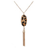 Trend design straw accessory, stone inlay with tassels, long necklace, European style