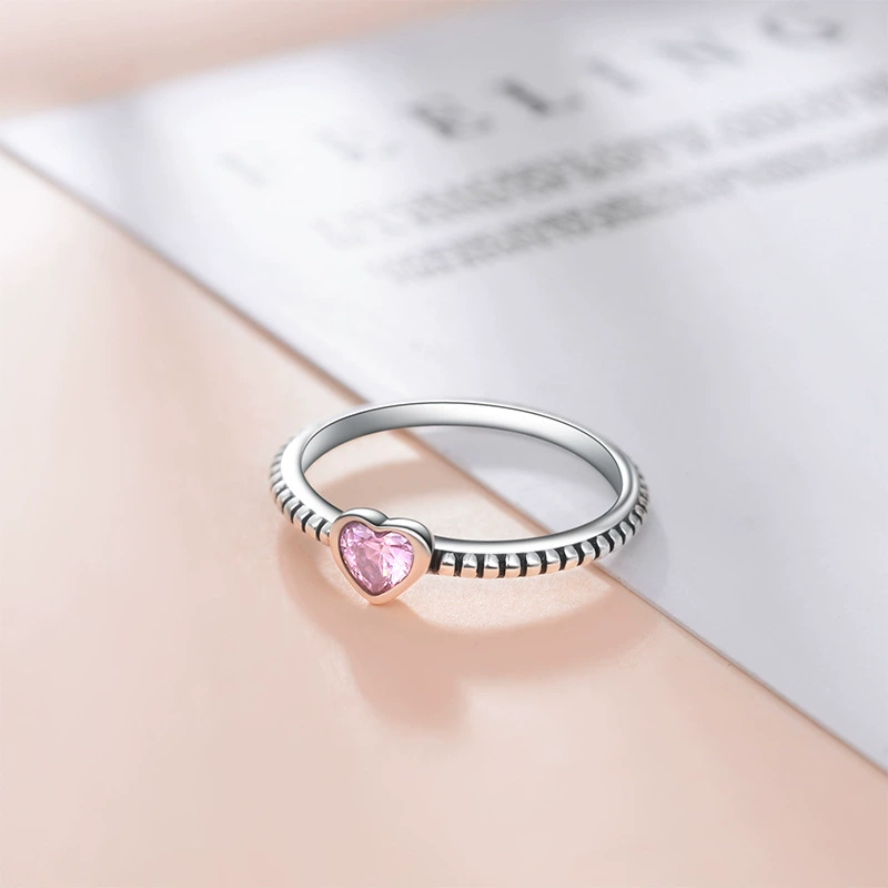(Cross-border trading) модный аксессуар на День Святого Валентина сердце в форме, gemstone кольцо, подарок на день рождения, образец серебра 925
