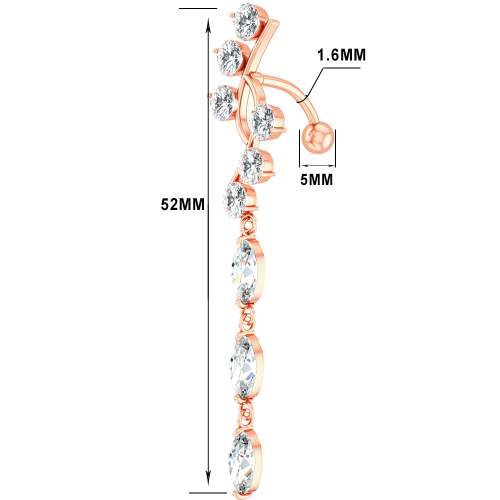 Nuovo piercing creativo con bottone in zircone smussato e anello per l'ombelico_voghion.com