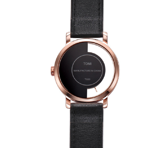 TOMI special rice hollow design half-side see-through unisex watch belt neutral casual fashion quartz watch