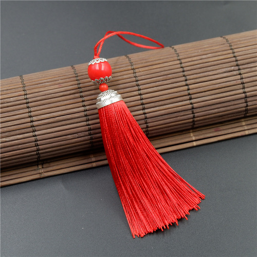 8CM Tassel Rope with Beads and Fringe Short Style Ancient Style Fringe Bookmark Tassel DIY Handmade Jewelry Fringe Accessory