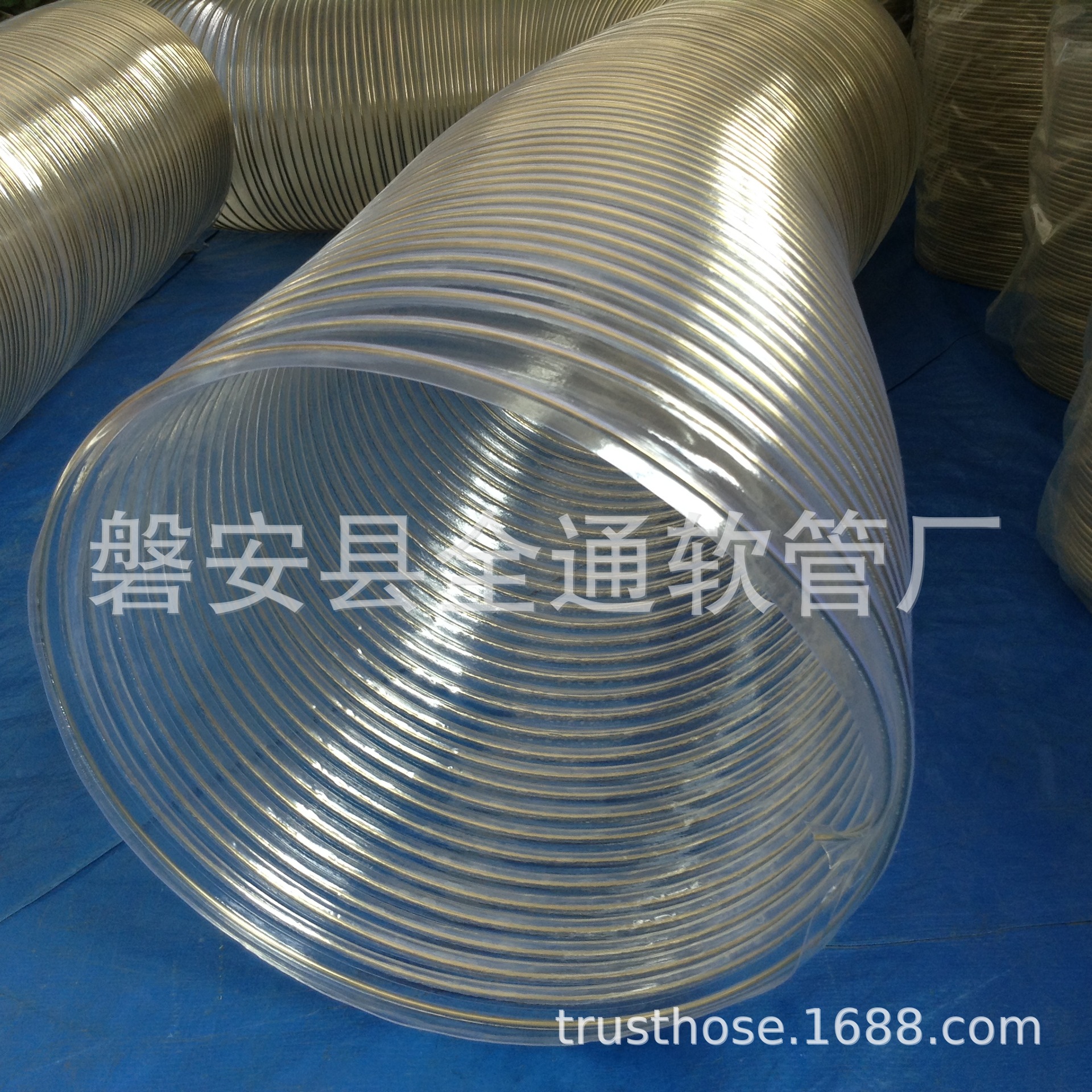 厂家供应直径300毫米工业除尘用 易弯曲 透明pvc镀铜钢丝波纹管