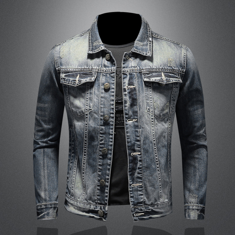 European style cross-border foreign trade fashion simple retro slim fit denim jacket men's jacket denim jacket H0688 European style cross-border foreign trade fashion simple retro slim fit denim jacket men's jacket denim jacket H0688