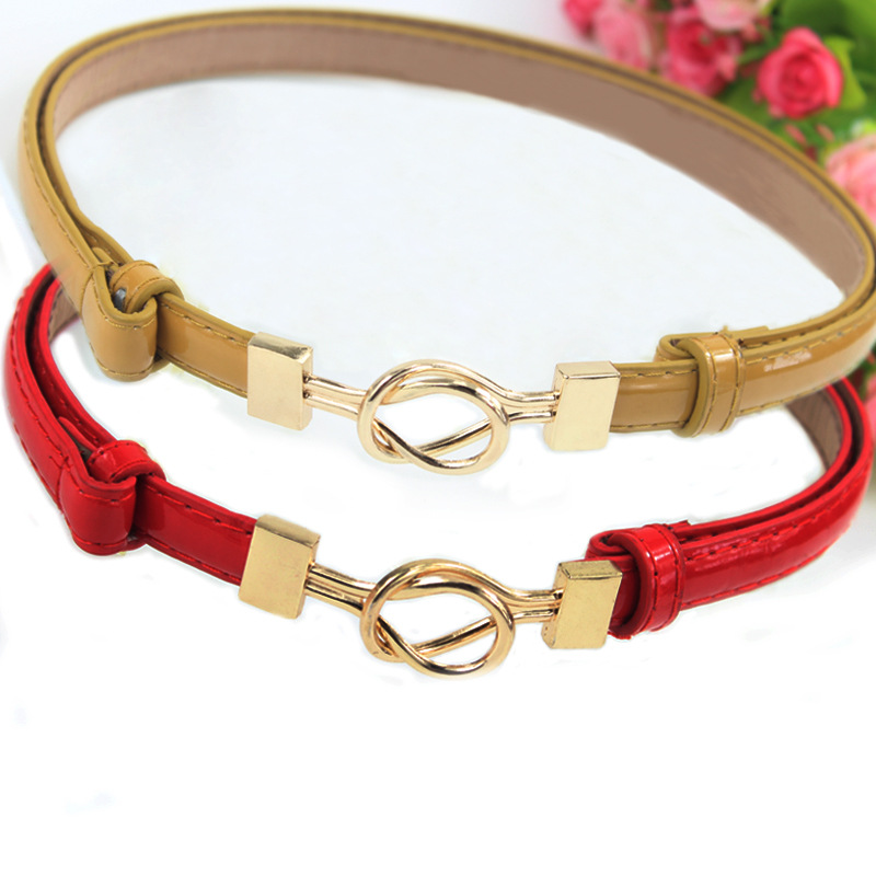 Women's patent leather thin belt Korean version of simple and…