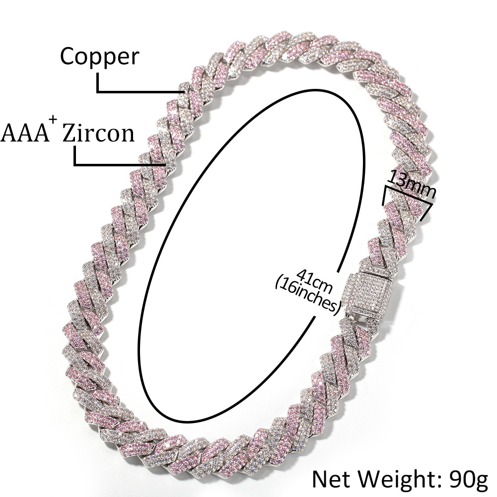 129g Weight Zircon Inlay Material Bracelets, Necklace Classification 1 Piece Quantity Daily, Street Occasion Copper Material Geometric Pattern Men's Gender Inlay Design Hip-Hop Style Hip-hop Geometric Copper Inlay Zircon Bracelets Necklace 无