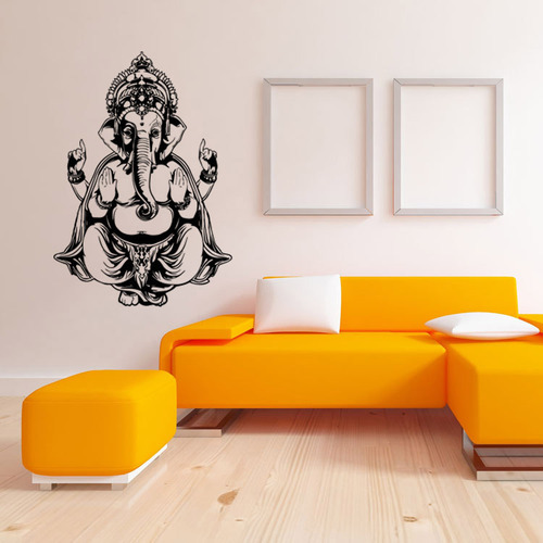 新款神象瑜伽佛曼荼罗甘尼萨墙贴画客厅装饰贴纸 装饰画 9488