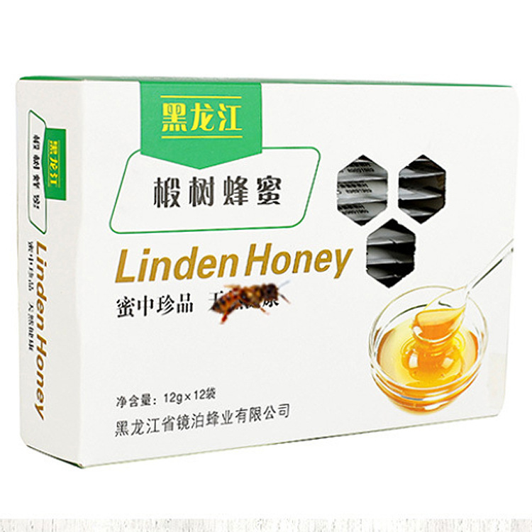 黑龙江特产椴树蜂蜜一盒装小袋蜂蜜12g*12袋便携装椴树蜜厂家批发|ru
