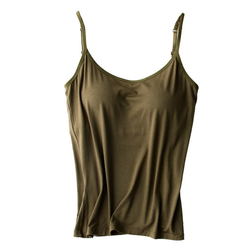 Solid color no steel ring with chest pad new camisole women's large size outer wear inner wear home small suspender manufacturer wholesale