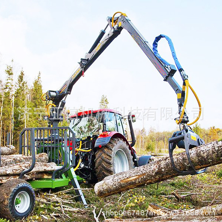 6.5m伸缩吊臂式旋转抓木机抓草机 农业抓料起重机 固定式抓木机