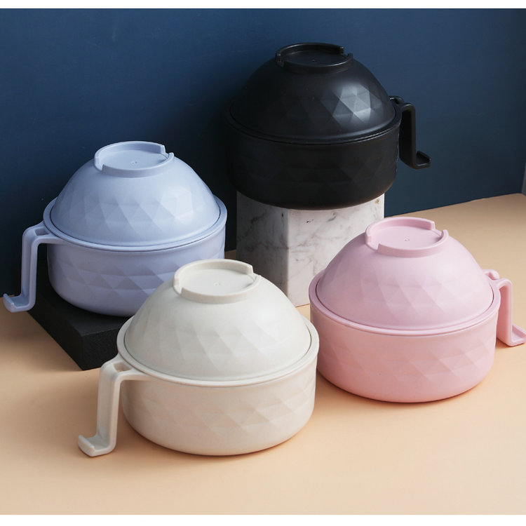 厂家直供创意新款泡面碗麦秸秆沥汤干面碗餐具套装六件套印刷logo