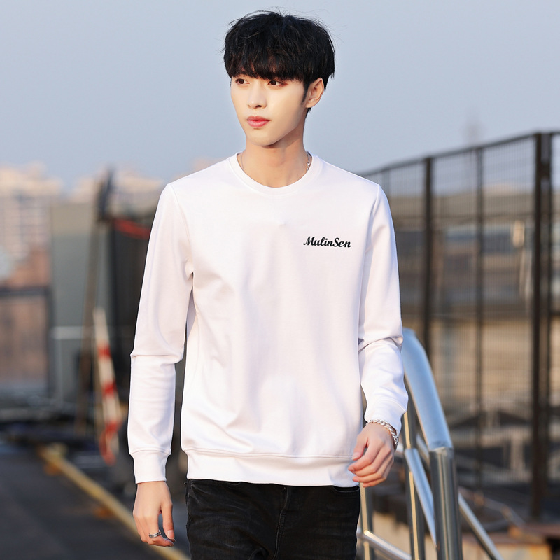 韓版長袖衛衣男式休閑修身上衣2019春秋新品印花體恤男士時尚潮服