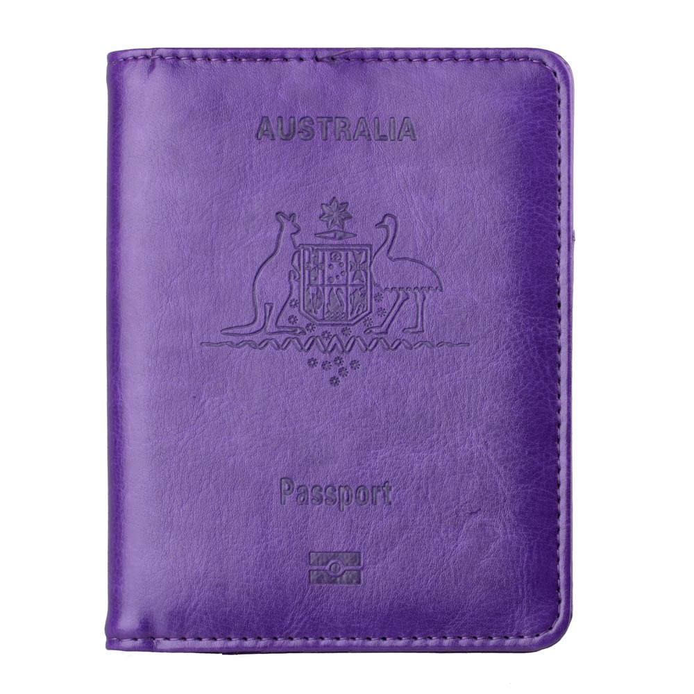 En stock cubierta del pasaporte australiano anti-magnético cubierta protectora del pasaporte cara de cuero de la PU titular de la tarjeta de Banco titular de la venta caliente