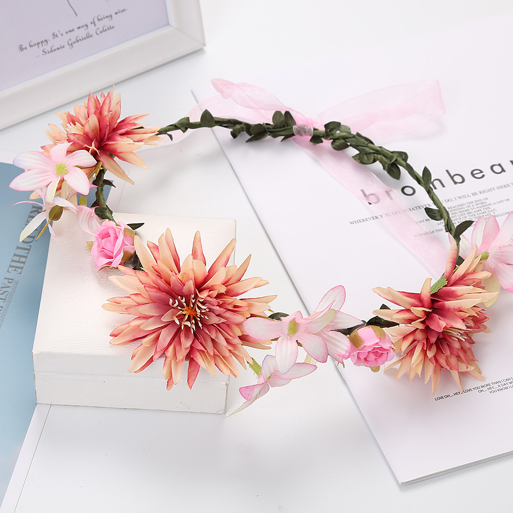 Suministro transfronterizo Europeo y Americano tocado nupcial flor artificial guirnalda tocado hecho a mano diadema tocado multi-color opcional