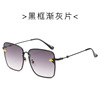 Retro golden metal sunglasses, square fashionable glasses, European style, gradient