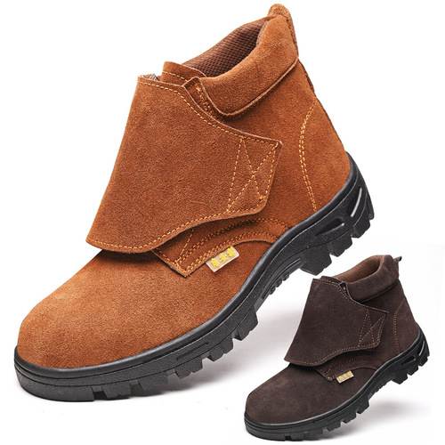Wholesale warm labor protection shoes with velvet tendon bottom and cover to prevent splash wear-resistant and high temperature welding labor protection shoes