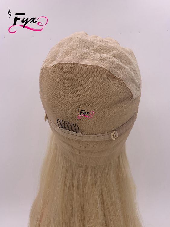 High-Quality Real Human Hair Braided Wig 613 Full Lace Headpiece Platinum Blonde Wig