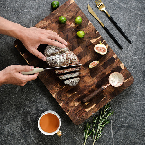 Factory direct sales acacia wood cutting board home kitchen large solid wood durable geometric square splicing wooden cutting board