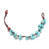 Accessory, turquoise round beads, metal ankle bracelet with tassels, European style, suitable for import