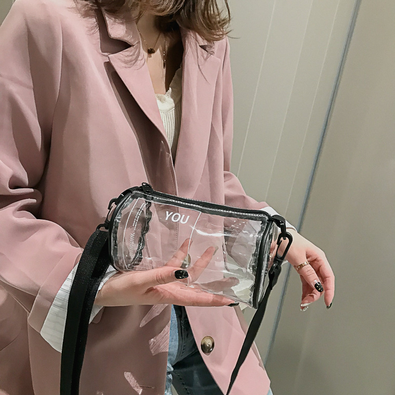 2019新款果冻包女式斜跨仙女包透明水桶包气质百搭港潮单肩手机包