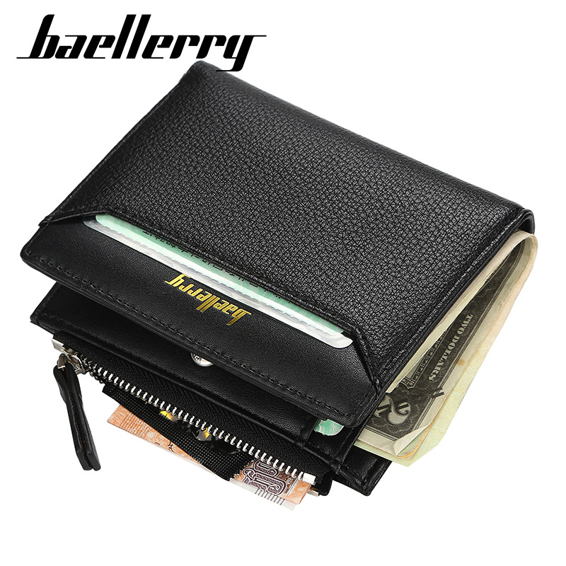 Men's Short Wallet Korean Multi Card Driver's License Card Bag Thin Zipper Buckle Zero Wallet