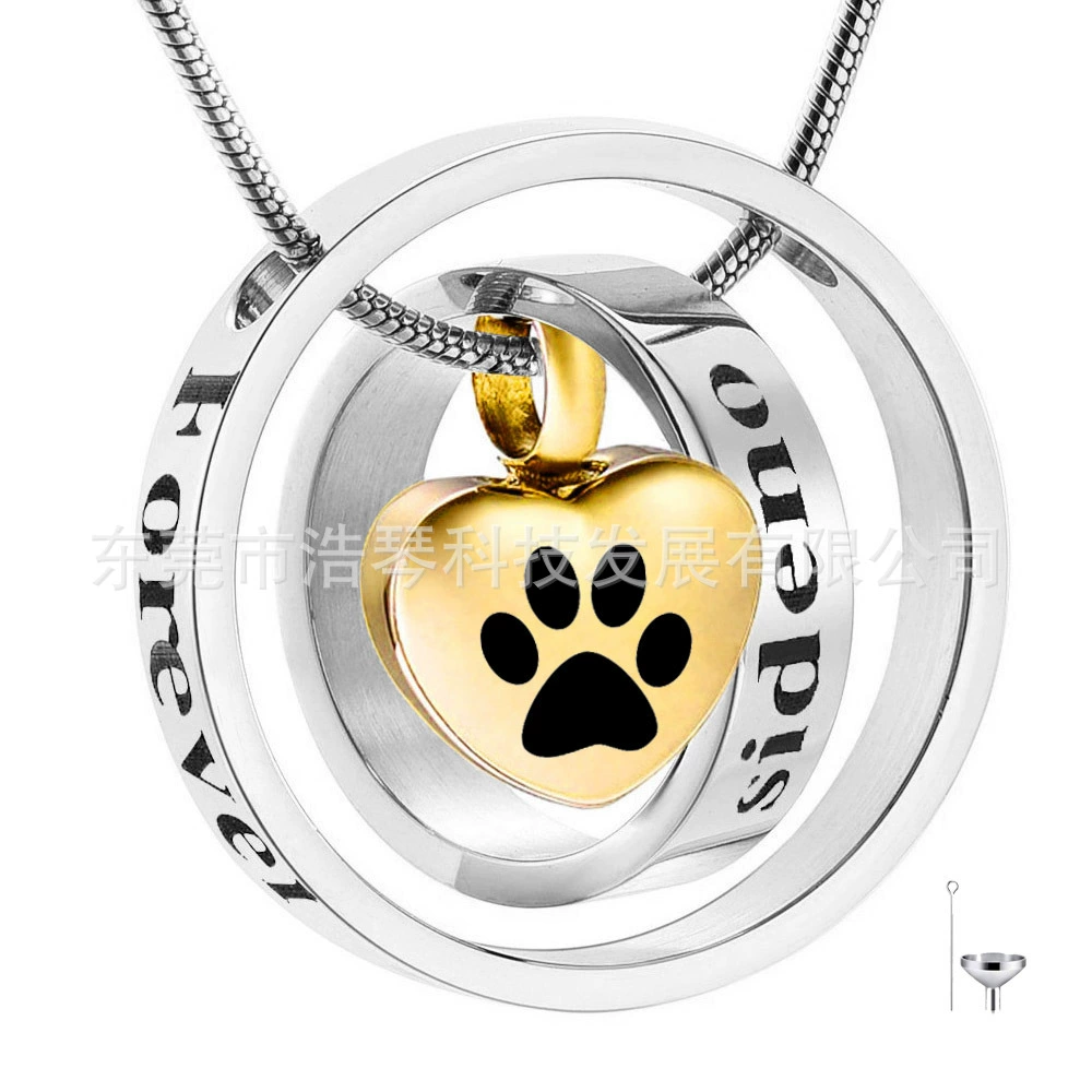 Внешняя торговля аксессуары из нержавеющей стали собака в форме сердца лапы печати урны кулон памятные ПЭТ открытые ожерелье из нержавеющей стали