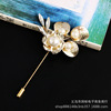 Brooch, Hanfu from pearl, accessory, sweater, pin lapel pin, Chinese style, flowered, gold and silver