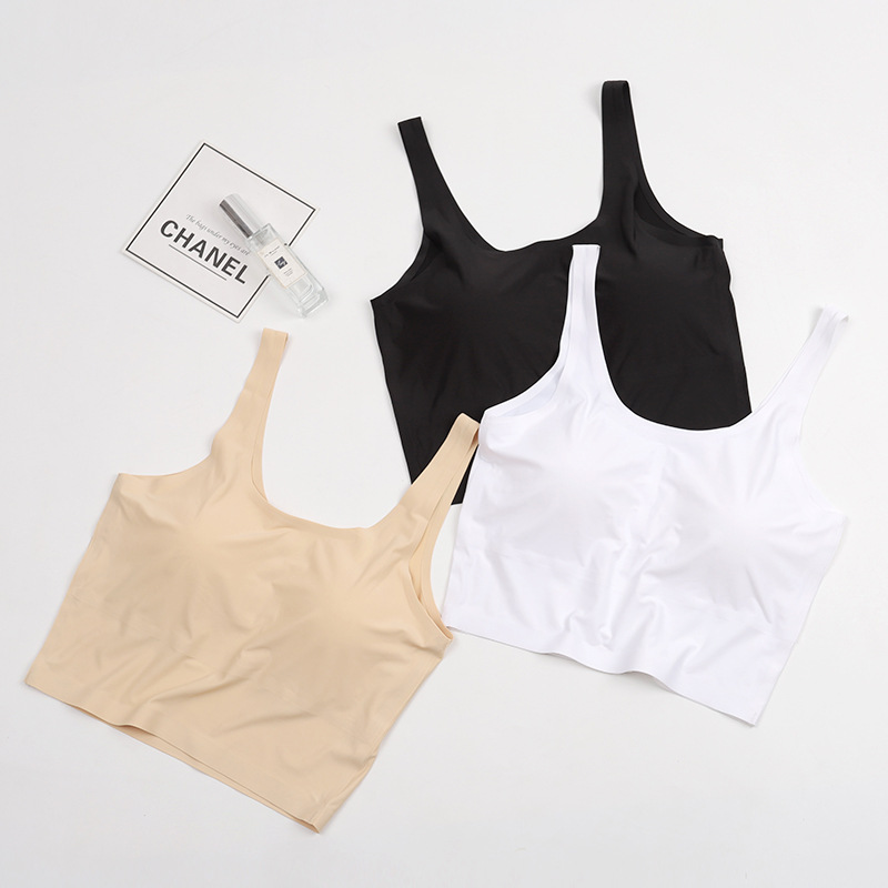 无痕冰丝女士背心 可拆卸胸垫U领外穿百搭打底背心女 760|ms