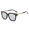 Sunglasses, trend metal glasses, square decorations solar-powered, European style, wholesale