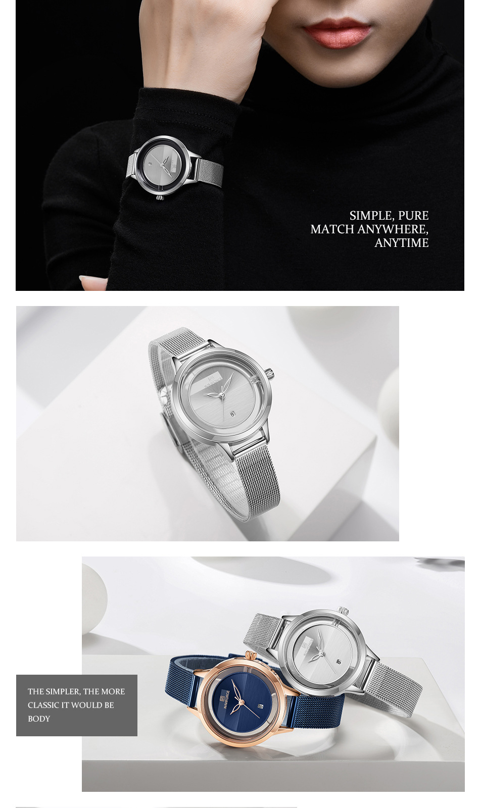 Women's Quartz Watch Mesh Band Calendar Waterproof Fashion Design_voghion.com