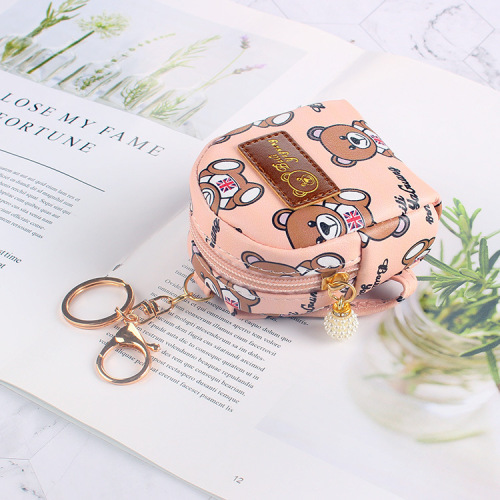 Coin purse girly heart Korean ins internet celebrity cute little bear small school bag keychain small hanging bag coin coin purse