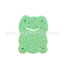 绿色卡通动物形状彩色纤维木浆棉 异形卡通沐浴洗脸木浆海绵