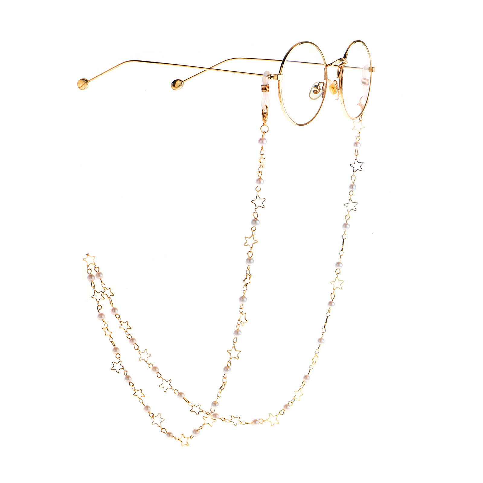 20g Weight Metal Material Gold, Silver Color Fashion Simple Pearl Star Glasses Chain 1